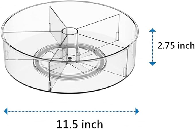 Plastic Round Lazy Susan Rotating Turntable Food Storage Container for Cabinet, Pantry, Refrigerator, Countertop, Spinning Organizer for Spices, Condiments, Baking Supplies 11.5'' 2 Packs - Image 4