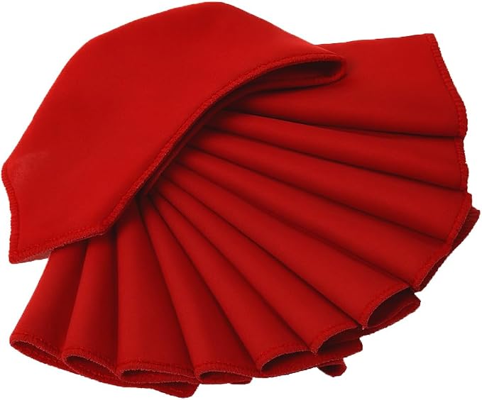 Pack of 50 PCS Cloth Napkins 17x17 inch Washable Polyester Dinner Napkins Soft Table Napkins for Wedding Party Dining Banquet Bistro Decoration - Red - Image 4