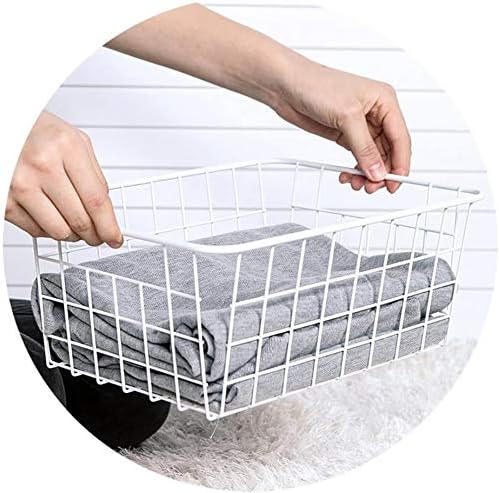 Wire Storage Freezer Baskets, Set of 2 Large 15.4" Household Metal Organizer Storage Bins Basket for Kitchen Cabinets, Refrigerators, White - Image 8