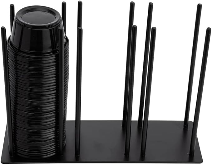 RW Base Black Iron Horizontal Portion Cup / Lid Organizer - 3 Section - 8 1/4" x 3" x 6" - 1 count box by Restaurantware