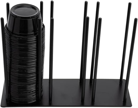 RW Base Black Iron Horizontal Portion Cup / Lid Organizer - 3 Section - 8 1/4" x 3" x 6" - 1 count box by Restaurantware