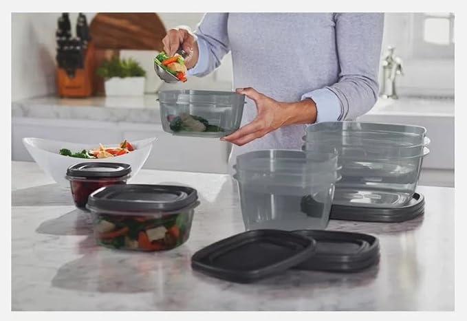 Rubbermaid Easy Find Lids Food Storage Containers 46-Piece Set BPA-free Freezer Dishwasher Microwave-Safe Black - Image 2
