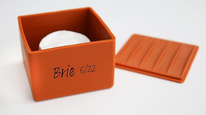 Cheese Vault for Soft Cheese - Reusable Artisan Cheese Storage Container for Fridge - Food Grade Silicone Cheese Container 5x5x3.5” - Easy to Clean Cheese Keeper for Refrigerator – Orange - Image 3