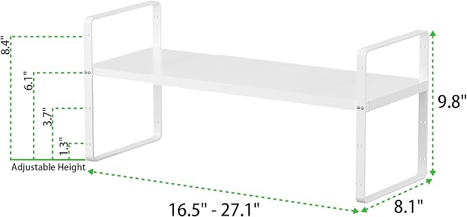 Expandable Cabinet Shelf, Stackable Organizer Rack, White Small 2 PK | Adjustable Fit, Stackable Height Options, Nonslip Base, Larger Capacity, Cabinet/Pantry Organization - Image 2