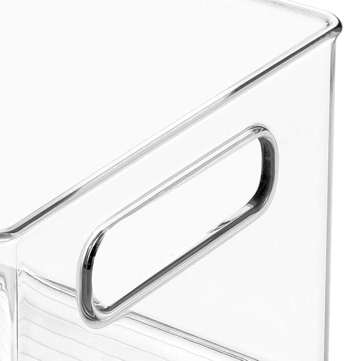 mDesign Plastic Bathroom Storage Container Bins w/ Handles - Closet, Cabinet, Vanity, Cupboard Shelf Organization, Hair Tools Accessory Organizer - Ligne Collection; Clear, 14.6x8.1x6 (Pack of 4) - Image 8