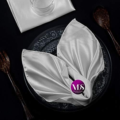 VDS - 75 Pieces | Satin Napkins 12 x 12 Inch Square | Kitchen & Dinner Table Napkins Cloths Handkerchief for Restaurant Bistro Wedding Christmas Birthday Party Dinner Decoration (White) by VDS