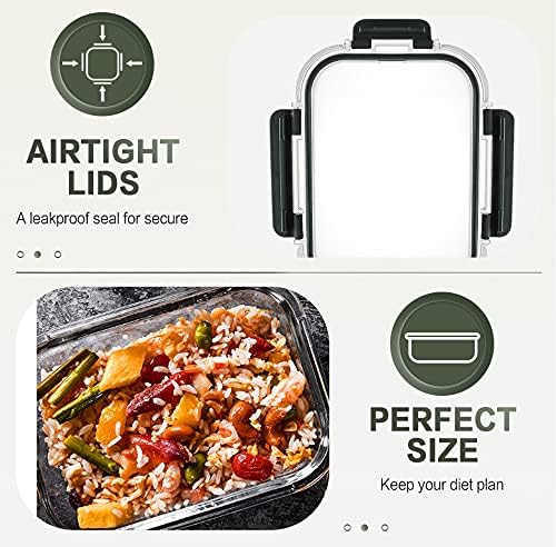 10 Packs 30 oz Glass Meal Prep Containers with Lids | Glass Food Storage Containers with Lids, Airtight Lunch Bento Boxes, Microwave, Freezer and Dishwasher, Gray - Image 3