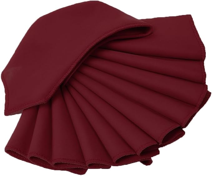 Pack of 100 PCS Cloth Napkins 17x17 inch Washable Polyester Dinner Napkins Soft Table Napkins for Wedding Party Dining Banquet Bistro Decoration - Burgundy - Image 3