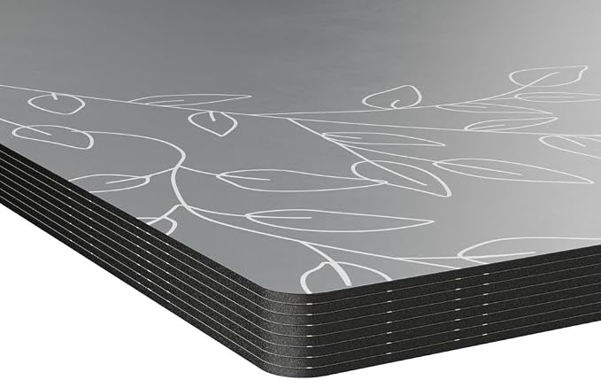Royalty Art Boho Placemats, Set of 4, Dark Gray, Cork Backed | Wipeable heat resistant surface, kitchen and dining table protection, floral farmhouse pattern - Image 5