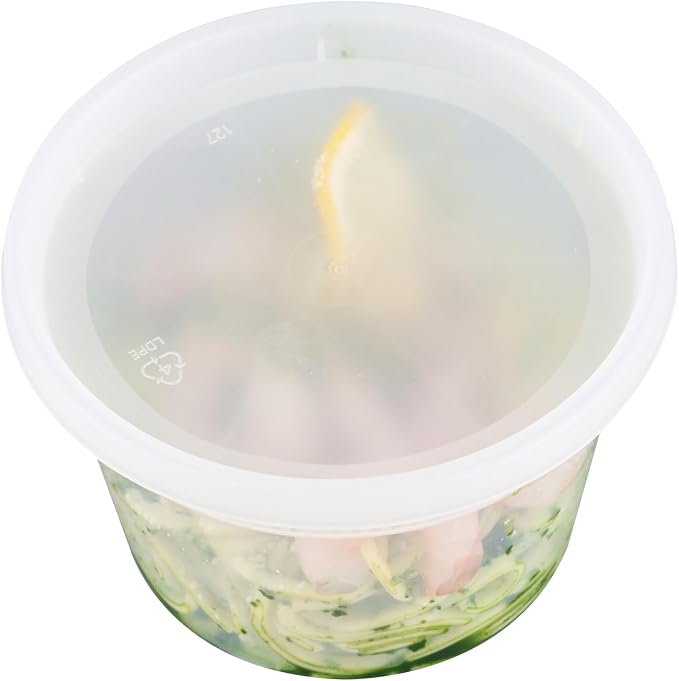 Asporto 16 oz Round Clear Plastic Soup Container - with Lid, Microwavable - 4 1/2" x 4 1/2" x 3" - 25 count box - Image 9