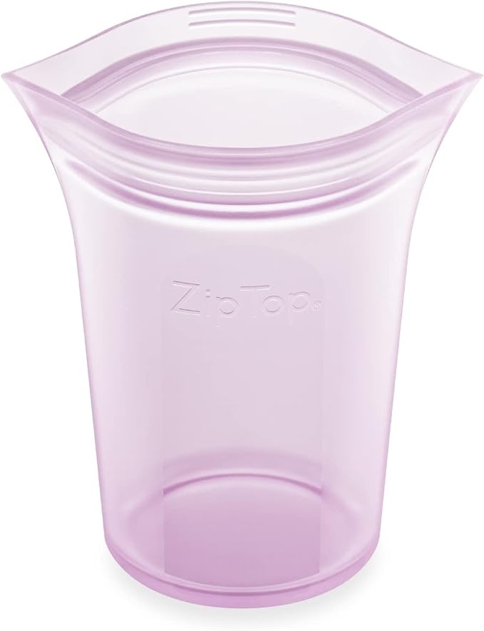 Zip Top Reusable Food Storage Bags | Small Cup [Lavender] | Silicone Meal Prep Container | Microwave, Dishwasher and Freezer Safe | Made in the USA by ZipTop