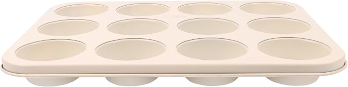 David Burke 12-Cup Muffin Pan, Carbon Steel, PFTE & PFOA Free, Oven Safe, Diamond Textured Surface – Cream - Image 3