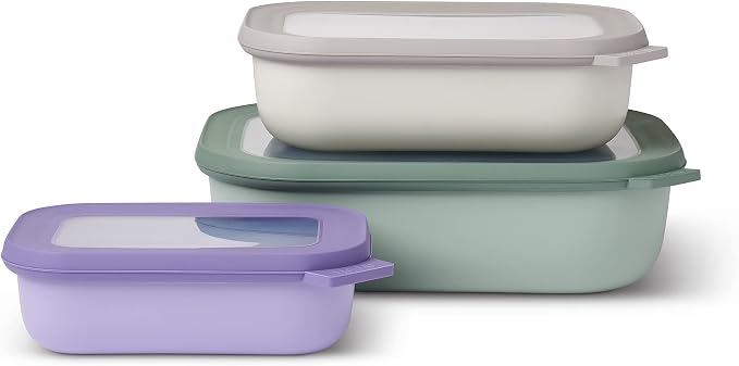 Mepal – Multi Bowl Cirqula 3-Piece Set – Food Storage Container with Lid - Suitable as Airtight Storage Box for Fridge & Freezer, Microwave Container & Servable Dish - 500, 1000, 2000ml - Assorted by MEPAL