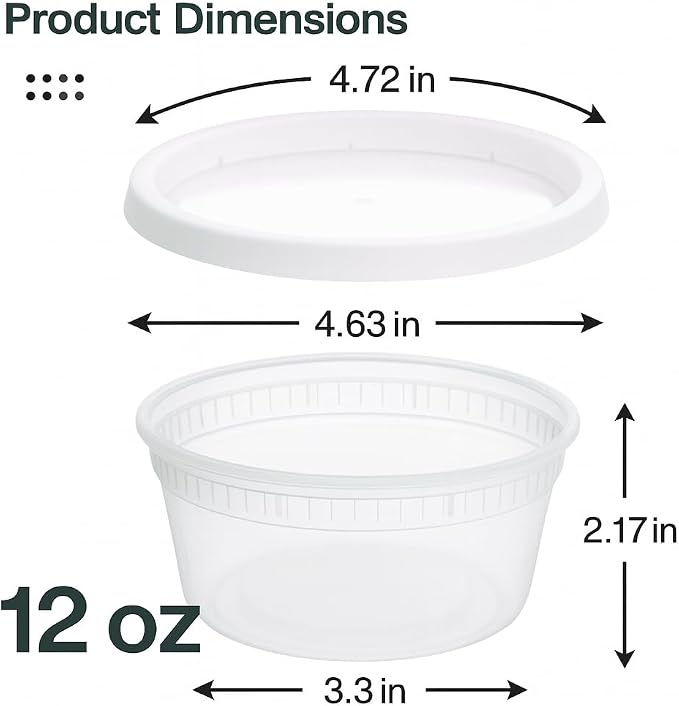 [12oz-32 Sets Plastic Deli Containers with Lids - BPA Free Clear Soup Containers with Airtight Lids, Leak Resistant Food Storage for Meal Prep, Stackable/Microwave/Dishwasher/Freezer Safe - Image 7
