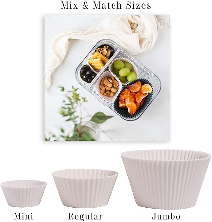 Reusable Silicone Baking Cup Silicone Muffin Liners for Cupcakes, BPA Free, Regular, 24 Pack, White Blue Green - Image 4