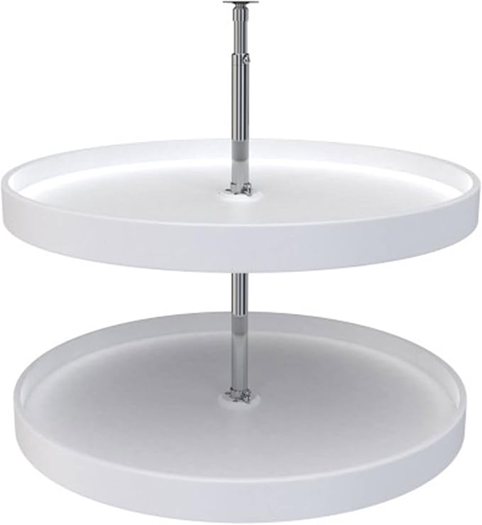 Rev-A-Shelf 28" Dual Full Circle Lazy Susan Organizer for Upper Corner Kitchen Cabinets, Plastic Home Storage 2 Tier Shelves, White, 6012-28-11-52 by Rev-A-Shelf