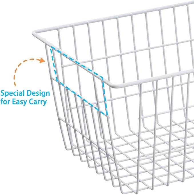 SANNO 14" Upright Freezer Storage Baskets, Farmhouse Metal Wire Organizer Storage Bin for Kitchen Pantry, 6 Pack for 16/17 / 21 Cu.Ft Stand up Freezer - Image 2