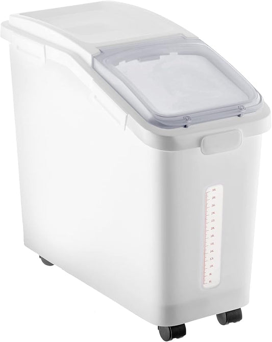 VEVOR Ingredient Storage Bin, 11.4 Gallon Capacity Shelf Ingredient Bin, 280 Cup Flour Bins on Wheels Commercial Prosave Shelf-storage Ingredient Bin with Lid and Scoop Rice Bin for Kitchen White by VEVOR