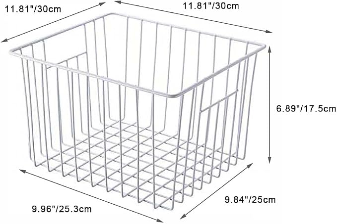 SANNO Freezer Baskets Freezer Wire Storage Basket, Organizer Food Storage Bin with Handles for Cabinets, Pantry, Closets, Bedrooms 11.8" x 11.8" x7" - Image 8