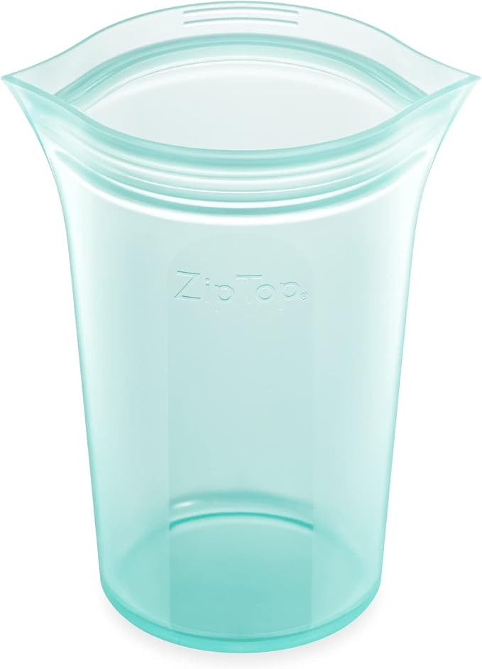 Zip Top Reusable Food Storage Bags | Medium Cup [Teal] | Silicone Meal Prep Container | Microwave, Dishwasher and Freezer Safe | Made in the USA by ZipTop