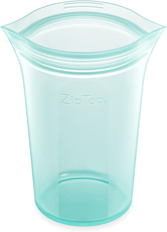 Zip Top Reusable Food Storage Bags | Medium Cup [Teal] | Silicone Meal Prep Container | Microwave, Dishwasher and Freezer Safe | Made in the USA by ZipTop