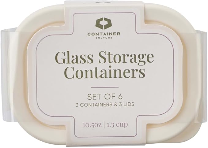 Glass Food Storage Containers with Lids — 6 Piece — 10.5 oz Glass with BPA-Free Leakproof Stackable Lids — Microwave, Oven & Dishwasher Safe — Ideal for Meal Prep & More - Vanilla Mist - Image 3