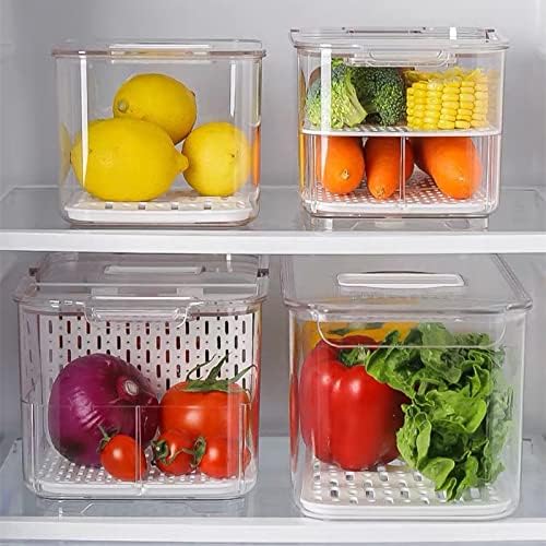 SANNO Produce Saver Fresh Keeper Vegetable Fruit Storage Containers, Refrigerator Fridge Stackable Bins with Lids and Vents, Stackable Salad Lettuce Keeper,BPA-freeContainers Bin- - Image 6