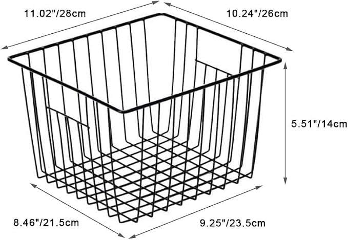 SANNO Black Closet Baskets Freezer Baskets Pantry Storage Wire Basket,Wire Basket Farmhouse Storage Organizer, Metal Household Storage Organizer Bin for Pantry Shelf Kitchen Cabinet Bathroom Black - Image 5