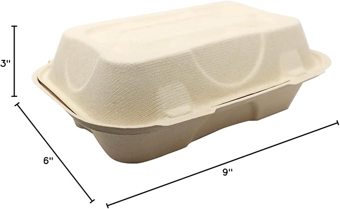 100% Compostable Disposable Food Containers with Lids [9”X6” 500 Pack] Eco-Friendly Take-Out TO-GO Containers, Heavy-Duty, Biodegradable, Unbleached by Earth's Natural Alternative - Image 6