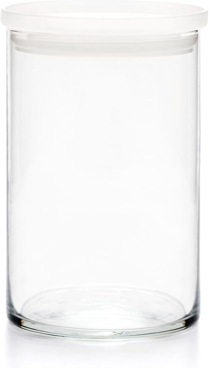 Libbey Stacking Cylinder Assorted Storage Jars, Stackable Glass Jars Set of 4, Airtight Plastic Lids, Dishwasher Safe Food Jars for Storing Dry Goods - Image 4