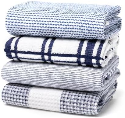 MÜkitchen Premium Kitchen Towels, 20x30 inches, 100% Cotton, Set of 4 (Ink Blue) by M%C3%BCkitchenKitchenEssentials