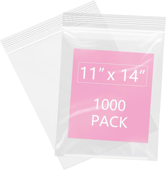 iMailer - 1000 Pcs- 11" x 14" Reclosable Plastic Zip Poly Bags- Clear Zip Bag for Prints, Photos, Documents, Clothing, T-Shirt