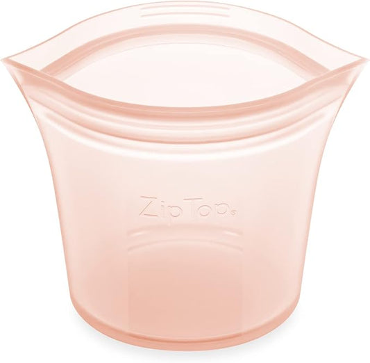 Zip Top Reusable Food Storage Bags | Short Cup [Peach] | Silicone Meal Prep Container | Microwave, Dishwasher and Freezer Safe | Made in the USA by ZipTop