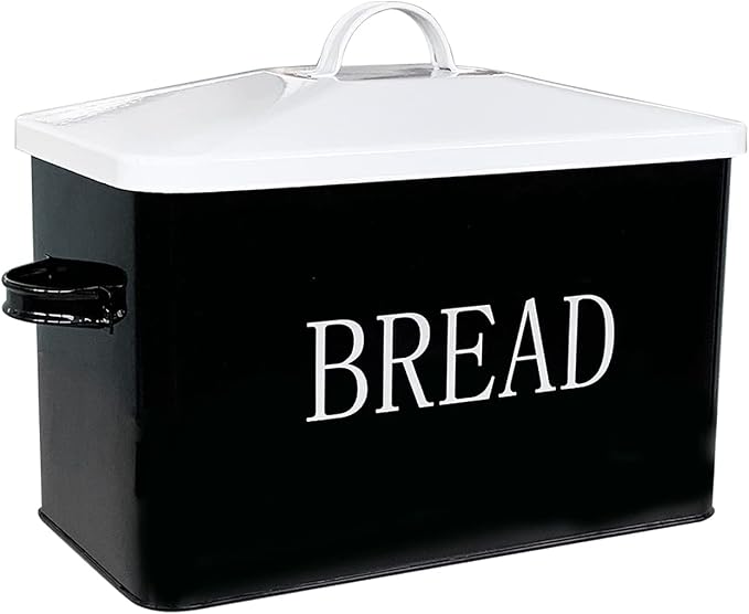 SOTECH Metal Bread Box For Kitchen Countertop,black bread box for kitchen countertop for Homemade Bread Farmhouse Style Bread Bin-Kitchen Food Bread Storage Container by SOTECHLLC