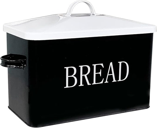 SOTECH Metal Bread Box For Kitchen Countertop,black bread box for kitchen countertop for Homemade Bread Farmhouse Style Bread Bin-Kitchen Food Bread Storage Container by SOTECHLLC