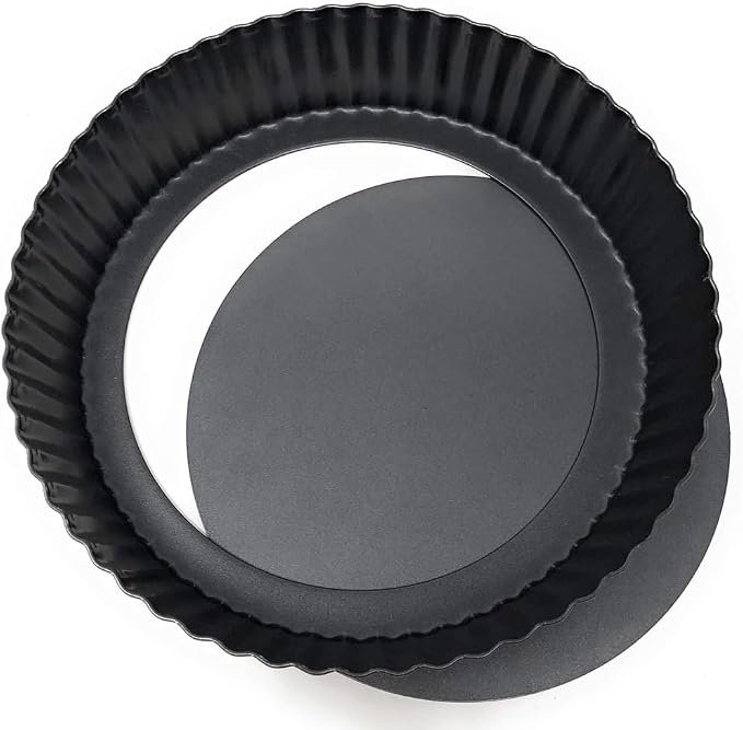 9.44 inch Deep Dish Pie Pan with Removable Bottom - Fluted Carbon Steel Tart Pan for Quiche Lorraine & Pies - Crispy Crust Baking Dish for Home Bakers - Image 7