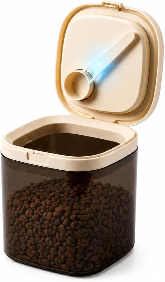 Airtight Food Storage Container with Magnetic Scoop & Built-in Leveler, 1200ML Coffee Storage Container with Date Tracker, BPA Free UV Blocking Food Container for Coffee Beans, Ground Coffee, Tea by ANKOU