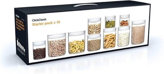 Click Clack Pantry Round Container Starter Set, 10 Piece (White) by ClickClack