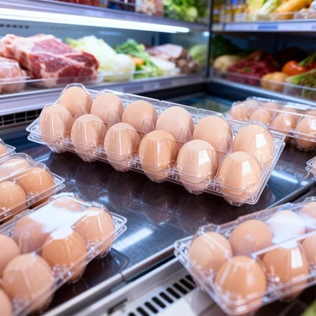 Plastic Empty Eggs Cartons 12 Count Clear Tray Bulk 120 Pack | 2x6 Grid Trays Egg Containers, Clear Stackable Fridge Storage for Chicken Farm, Market, Refrigerator, Restaurant Use - Image 6