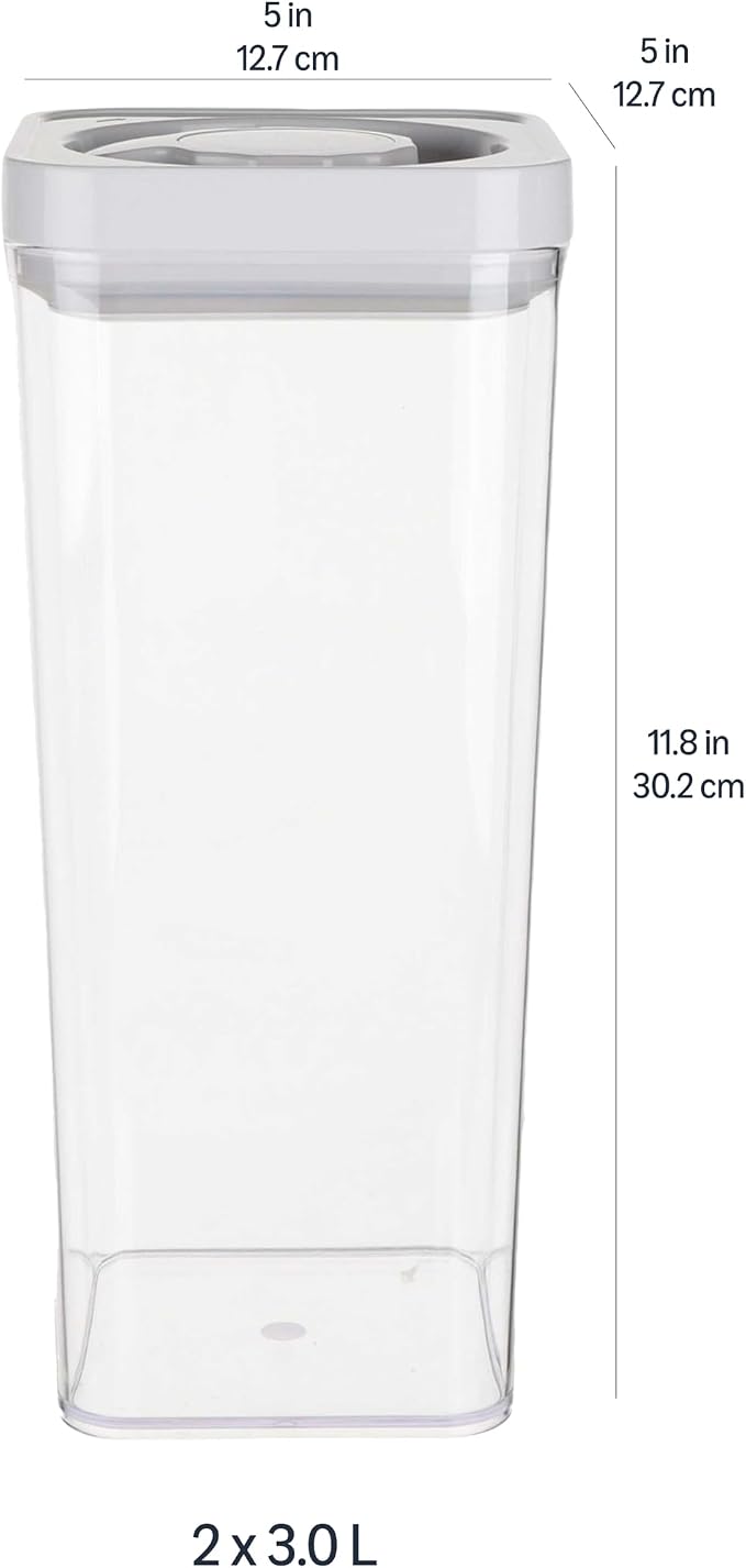 Amazon Basics Airtight Food Storage Containers, BPA Free, Dishwasher Safe, with Twist/Turn Lids, for Kitchen Pantry Organization, 10-Piece Square Set, Clear Plastic - Image 8