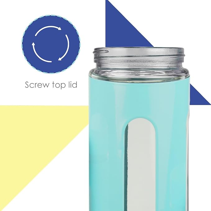 Kitchen Canisters Set For Countertop By Home Basics | Retro-Styled Canisters For Kitchen Counter | Stainless Steel and Glass, See-Through Windows (Turquoise), 4 Pieces - Image 3
