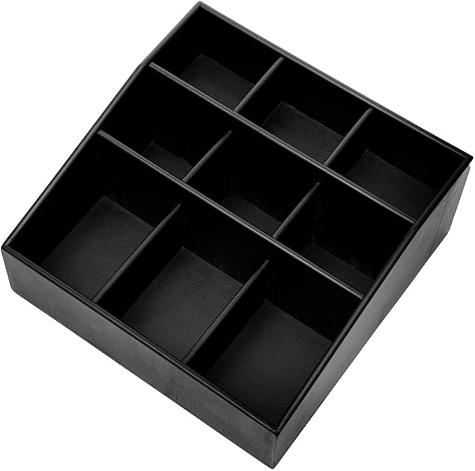 Restaurantware-11.75 x 5.5 Inch Coffee Condiment Organizer, 1 Square Creamer Organizer - 9 Compartments, Break-Resistant, Black Bamboo Coffee Accessory Caddy, Won't Chip, For Sugar Packets & Creamers - Image 14