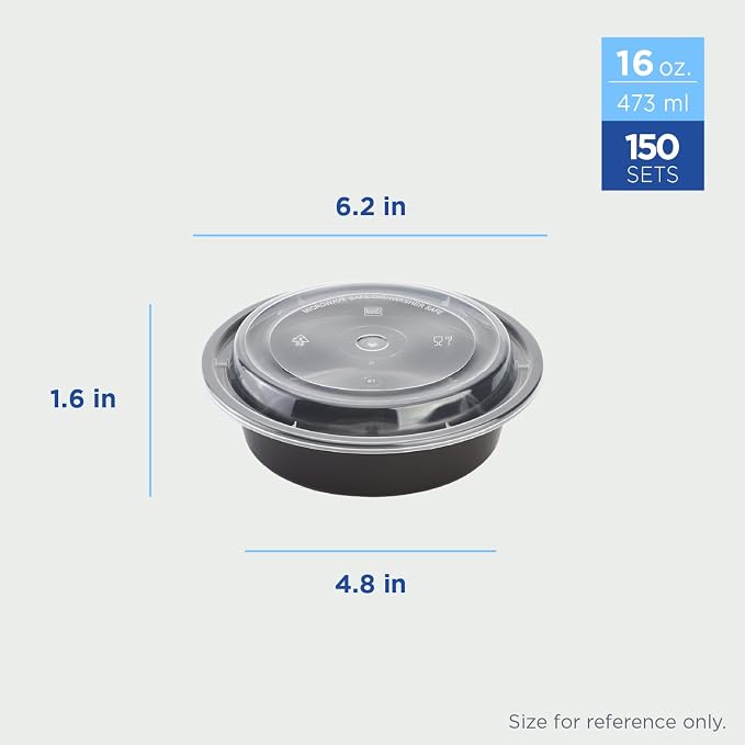 Karat Meal Prep Containers [16 oz - 150 ct] Reusable & Disposable Take Out Bowls with Lids - Microwave & Dishwasher Safe Bento Boxes - Image 2