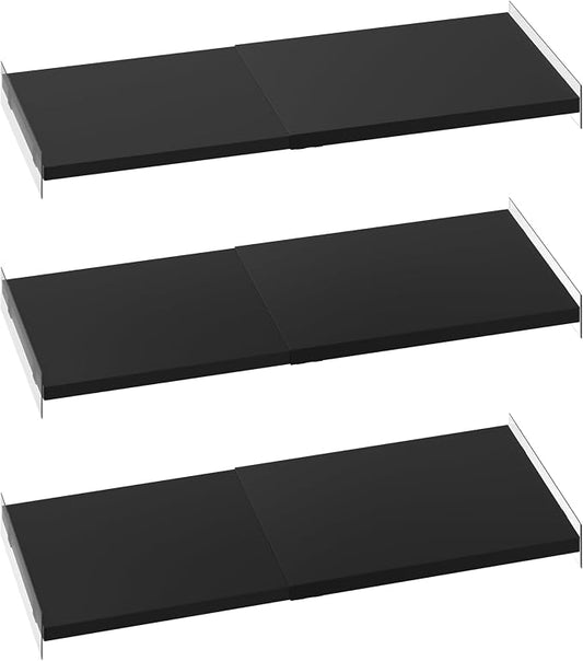Closet Shelf Expandable-Large Metal Storage Rack,3 Packs DIY Dividers Separators for Cabinet Wardrobe Cupboard Pantry Kitchen Bathroom (Black,11.8" D x 17"-31" W,3PCS) by SlimmKISS