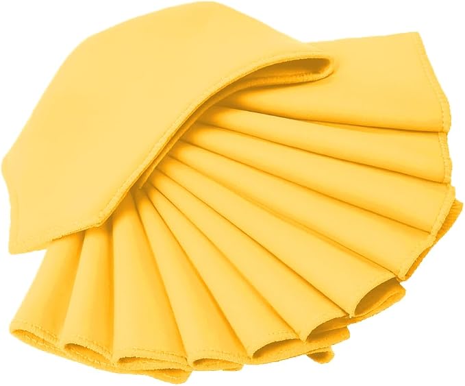 Pack of 100 PCS Cloth Napkins 17x17 inch Washable Polyester Dinner Napkins Soft Table Napkins for Wedding Party Dining Banquet Bistro Decoration - Yellow Gold - Image 4