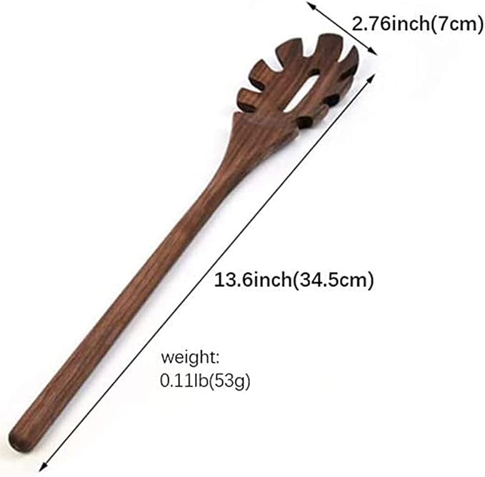 Black Walnut Kitchen Utensils Set,Handmade Natural Walnut Solid Spoon, Slotted Spoon, Spaghetti Server, Spatula, Slotted Spatula,2 Spaghetti Server - Image 6