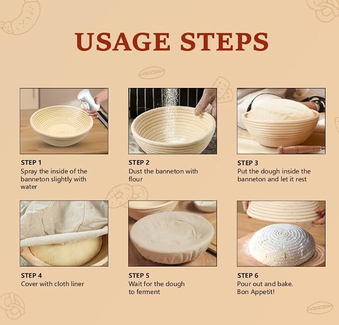Bread proofing baskets for sourdough 19-Piece Set ，9" Round & 10" Oval Sourdough basket，Sour dough tools，Including bread pull ring, dough mixer,Complete Sour dough starter kit - Image 7
