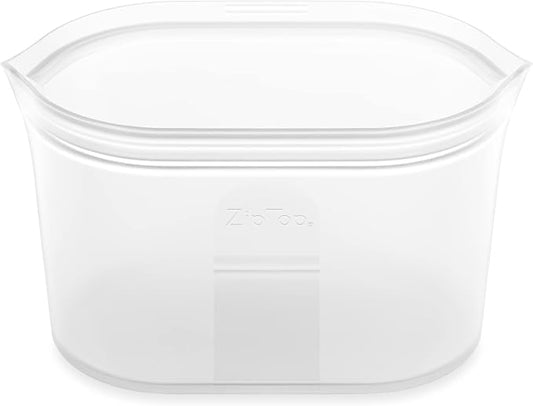 Zip Top Reusable Food Storage Bags | Large Dish [Frost] | Silicone Meal Prep Container | Microwave, Dishwasher and Freezer Safe | Made in the USA by ZipTop