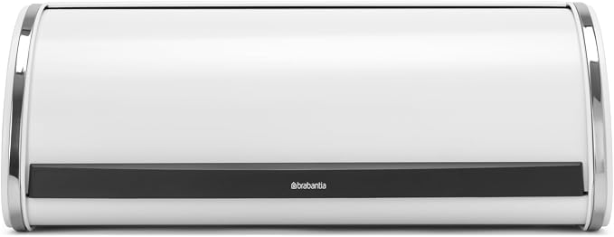 Brabantia Roll Top Bread Box | Large | White | Metal Front Opening Bread Store for Kitchen Countertop | Partly Flat Top for Extra Storage, Magnet Closing Lid | Fits 2 Loaves by Unknown