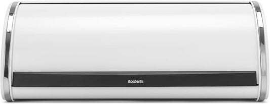 Brabantia Roll Top Bread Box | Large | White | Metal Front Opening Bread Store for Kitchen Countertop | Partly Flat Top for Extra Storage, Magnet Closing Lid | Fits 2 Loaves by Unknown